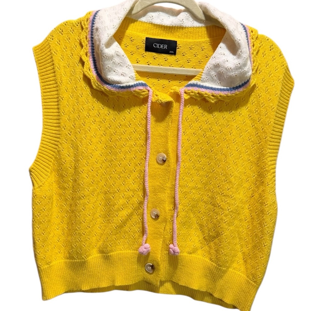 CIDER Striped Knit Loose Fit Collar Pullover